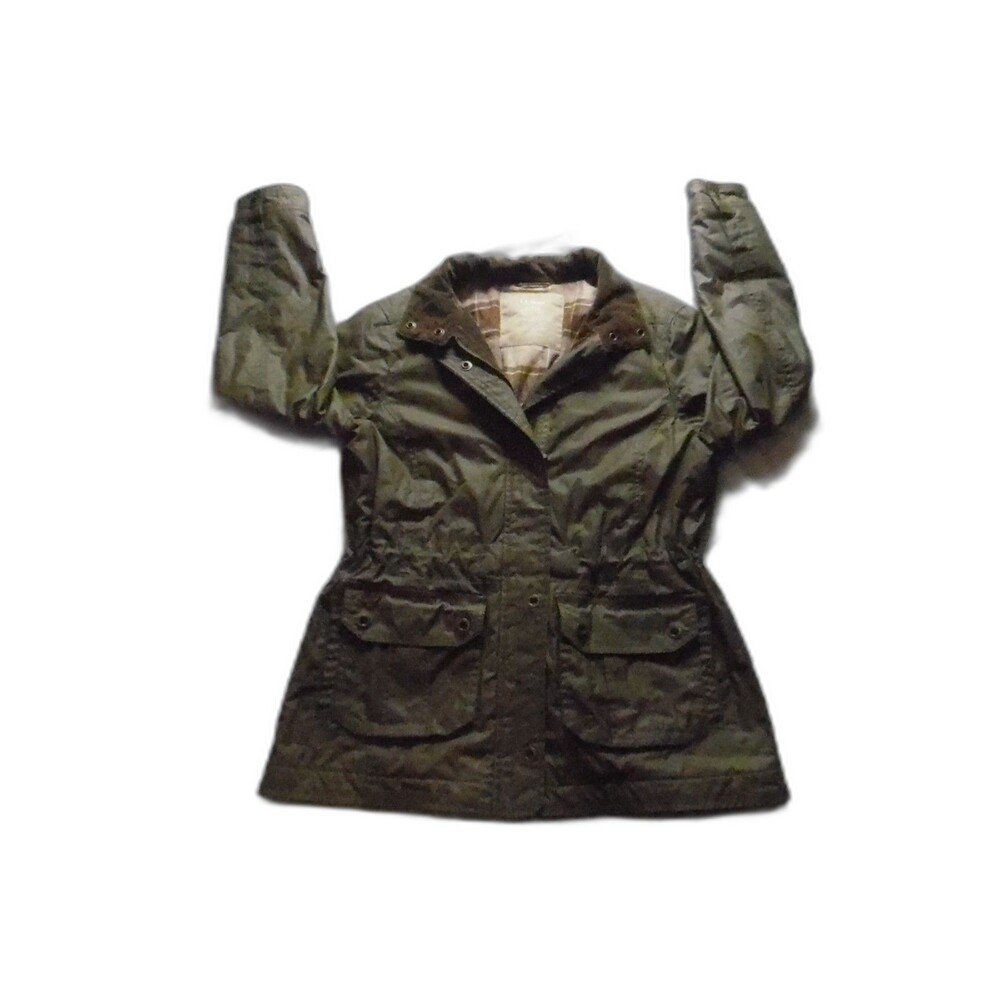 L.L.Bean Women's British Millerain Waxed Cotton Thinsulate Field Jacket Olive M - Picture 4 of 13
